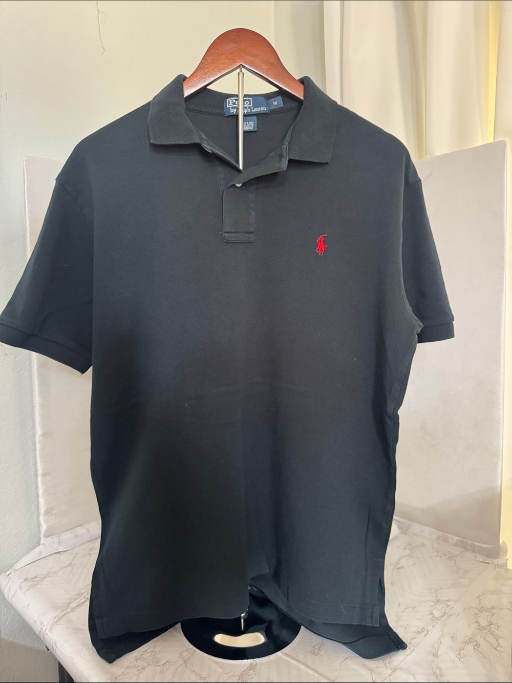 Polo by Ralph Lauren Black Polo with Red Pony Embroidery